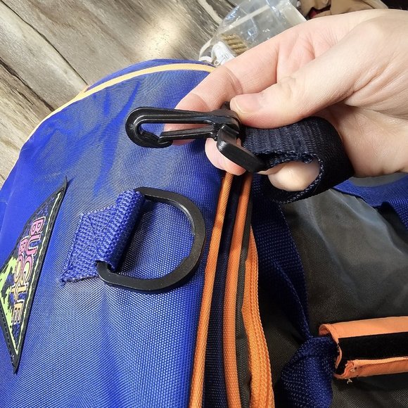 Vintage 90s Bugle Boy Duffle Gym Bag Weekender Overnight Blue Orange Streetwear‎ - Picture 12 of 16
